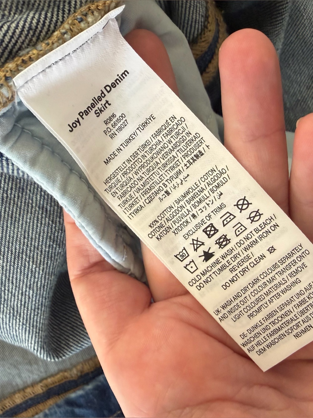 Boden Skirt Womens 14 Joy Panelled Denim Midi High Rise - Picture 6 of 8
